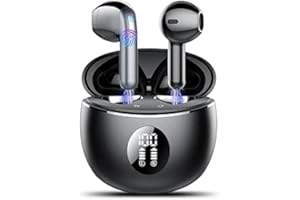 TIMU Cuffie Bluetooth, Auricolari Bluetooth 5.4 Stereo HiFi con 4 ENC Mic,Cuffie Wireless con LED Display 50 Ore, Cancellazione Rumore Cuffiette Bluetooth,Touch Control,IP7 Impermeabile Auricolari Wireless