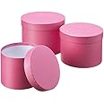 Oasis Paper Gift Box Empty, Decorative, Reusable, Multipurpose Birthday, Anniversary, Wedding, Return Gifts Hamper Packaging (Set of 3) Round Macaroon Hot Pink