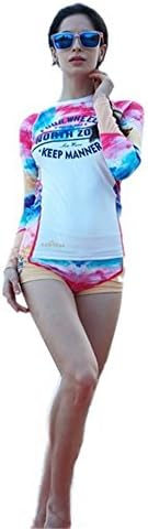 Baiyouli Women's Rashguard Two Piece Surfing Swimsuit Beachwear Swimwear Bathing Suits Long Sleeve UV Protection