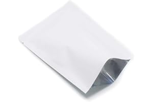 WACCOMT Pack 200 sacchetti piatti Open Top Mylar sigillabili sottovuoto a lungo termine per alimenti pellicola opaca sigillabili a caldo con tacca di taglio 8x12cm (3,15 x 4,72 pollici, colore bianco)