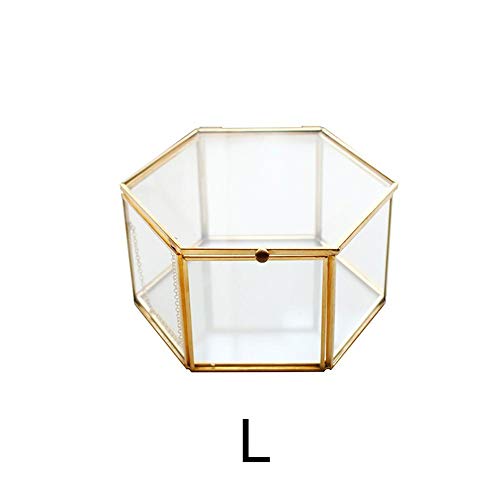 Preisvergleich Produktbild fllyingu Schmuckkästchen Make-up Veranstalter Nordischen Sechseckigen Transparenten Glasring, Schmuck Aufbewahrungsbox Ehering Box, Kreative Hauptdekorationen, Für Schmuck Lagerung