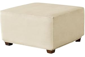 ZEAINK Ottomane Schonbezug Hockerbezug, Hocker Hussen für Quadratische Fußhocker 60x60 /40x40cm, Stretch Samt Bezug Ottomane Abdeckung Überzug Hocker Protector Waschbar Hockerabdeckung ( Color : #7 , Size :
