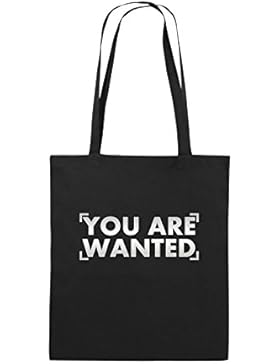 Comedy Bags - YOU ARE WANTED - LOGO - Jutebeutel bedruckt, Baumwolltasche zwei lange Henkel aus 100 % Baumwolle...