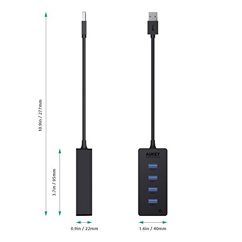 AUKEY USB 3.0 HUB 4 Port Schwarz für Apple MacBook, MacBook Air, MacBook Pro, Mac Mini, iMac, MacPro, Windows Laptops und Ultrabooks, sowie PCs und weiteren USB 3.0 kompatiblen Geräten - 6