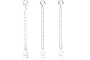 ALEXCRAFT 925 Sterling Silver Necklace Chain Extension, Chain Extension Silver Gold for Necklace Bracelet Anklet Adjustable Extension Chain for Jewellery Making