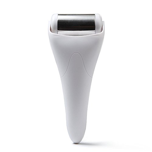 Ice Roller Face Body Massager - KingOfHearts™ Portable Facial Roller with Stainless Steel Head Work for Tightens Pores, Soothes Redness, Relieve Puffiness, Cool Down for Face, Neck, Hand, Eye - White