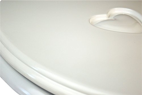 Einstellbarer WC-Sitz aus weißem Holz. Herz-Design. Verchromte Scharniere Inklusive Befestigung - 2