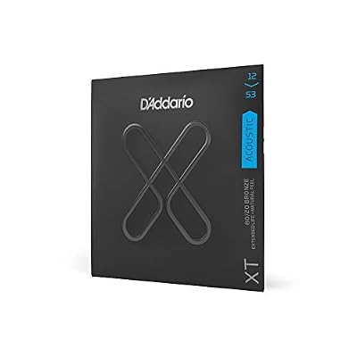 D'Addario Cordes XT pour guitare acoustique XTABR1253, bronze 80/20, Light, 12-53