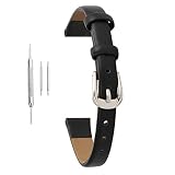 YUHUS Home Uhrenarmband Leder Original Uhr Lederarmband Ersatzarmband (Color : Black Silver, Size : 8mm)