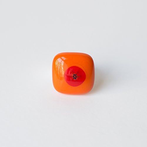 Orange and red adjustable glass ring for women