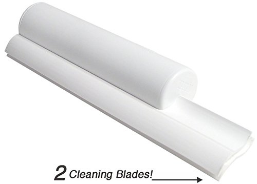 Cleret Elite Squeegee, Abzieher für Duschkabinen mit zweifacher Gummilippe - Weiß, 25 cm lang
