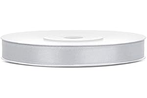 UNBEKANNT DaLoKu Satinband 6/12/25/38/50/100mm x 25m Geschenkband Schleifenband, Größe: 6mm x 25m, Farbe: Silber