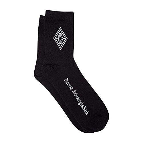 Borussia Mönchengladbach Calcetines, diseño de Rombos, 2 Unidades, Negro, 43-46
