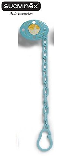 SUAVINEX CLIP HOLDER OVAL FOR PACIFIERS SOOTHERS 0m+ TOURQUOISE BOY HEAD (3150731)