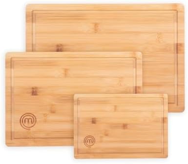 MasterChef Taglieri Legno, Set Tagliere Cucina in Bamboo, Grande, Medio y Piccolo, Antibatterico, Accessori Cucina alta Qualita Perfetto per Pane, Salami, Aperitivo e Impastare