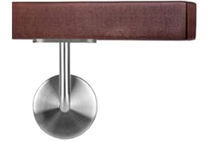 COSCH EDELSTAHL Corrimano in legno VKT 42 x 42 mm, corrimano da parete in legno di faggio increspato su supporto wengé, rotondo, 30 cm, 2 supporti