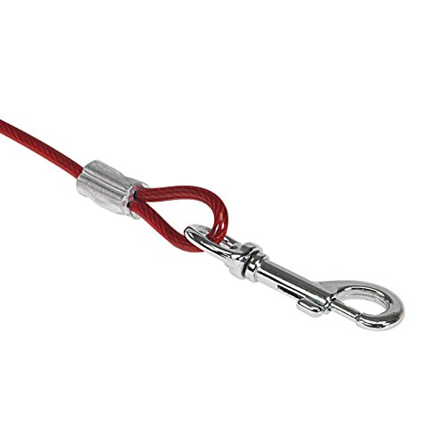 CHAPUIS-SELLERIE-SLA604-Tether-for-dog-Red-sheathed-cable-spring-hooks-Diameter-5-mm-Length-450-m