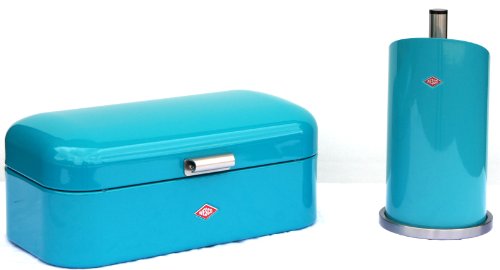 Preisvergleich Produktbild Wesco Grandy Brotkasten + Küchenrollenhalter im Set, Farbe: türkis