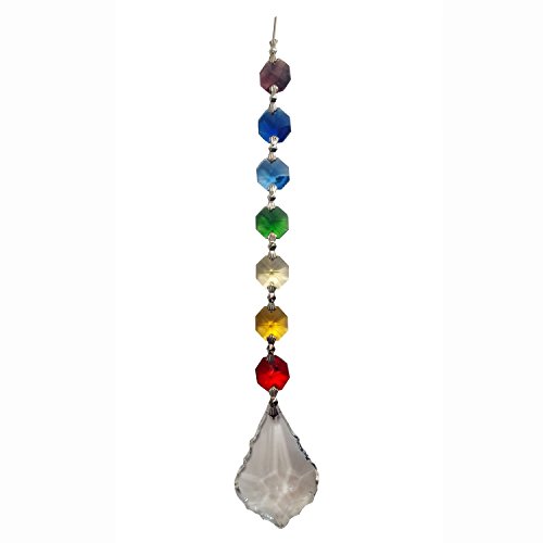 Etwas finden verschiedene Harmony Chakra Kristall mit 20 cm String mit Blatt in Geschenk-Box, Bambus, mehrfarbig