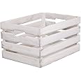 Wickerfield Wooden Fruit Apple Crate Shelf Basket Storage Box Shop Display Christmas Hampers (White Wash, Medium)