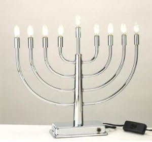 11.5 Lustrous Silver LED Lighted Flameless Chanukah Hanukkah Menorah by Need Judaica