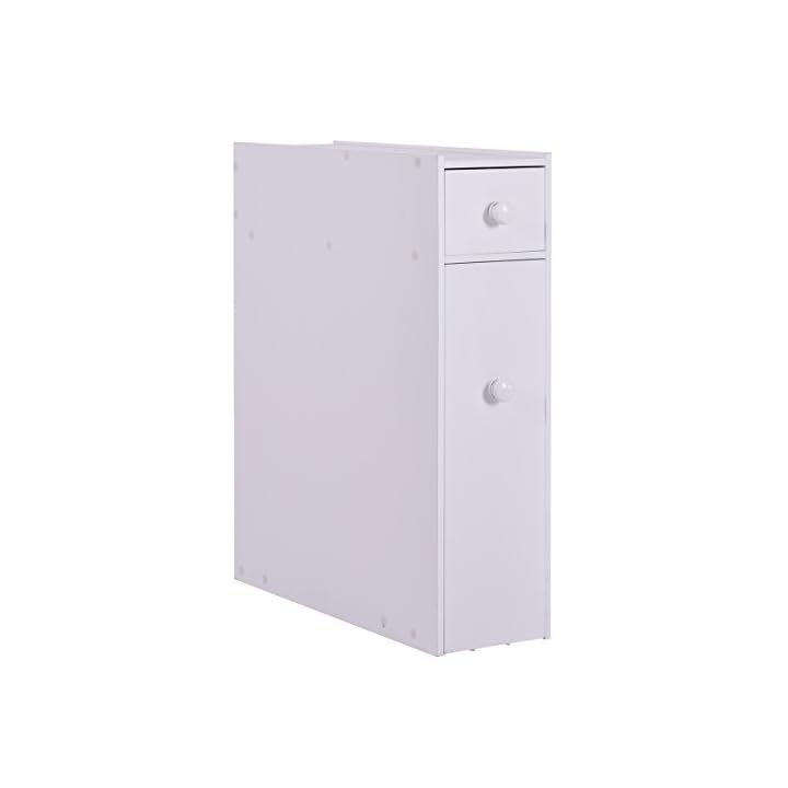 COSTWAY Nischenschrank aus Holz, Badschrank schmal, Seitenschrank