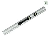 Skala: cm / mm / zoll / inch Schneidelineal Aluminium Lineal mit Wasserwaage 2 Libellen Griff 60 cm