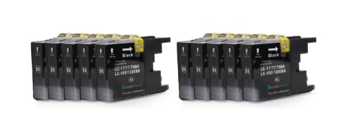 10x schwarz XL Patronen kompatibel zu Brother LC1280BK für Brother MFC-J5910DW, MFC-J6510DW, MFC-J6710DW, MFC-J6910DW