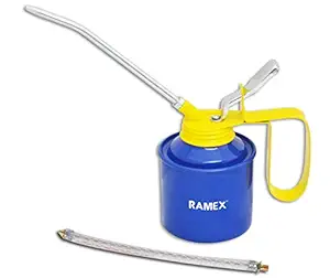 Ramex Ramex Oil Can , Oil Can for Vehicles , Multipurpose Metal Oil Can, Oil Can Pump Oiler with 2 Spout, fixed and flexible, for All Lubrication Need of Car, Bikes, Machines and industrial use -1/2 Pint Capacity. Blue & Yellow Oil Can