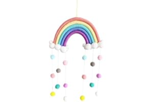 SZETOSY GooODCHANCEUK - Decorazione da parete in macramè arcobaleno con nuvole, ornamenti da parete con pompon, per cameretta dei bambini
