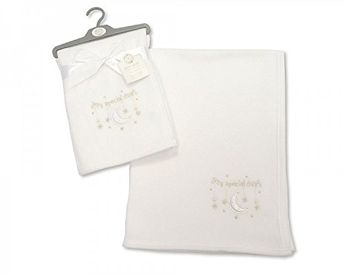Baby Christening Wrap Blanket White With Embroidery and Applique
