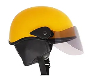 Western Era Stylish Lovable Half Face Helmet for Kids || Baby Safety and Comfort || (3-12 Years) (Yellow Glossy)