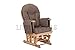 BEECH WOOD - MOCHA COLOUR SUPREMO BAMBINO FABRIC NURSING GLIDER / ROCKER / MATERNITY / FEEDING / GLIDER CHAIR (With Locking Mechanism & Free Matching Footstool)