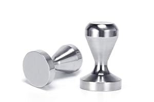 VIA CREMA Pressino Caffè Professionale 53mm Coffee Tamper Macchine Caffè Espresso Acciaio Inox (53 mm) Ergonomico Base Piatta Accesori Bar Alta Qualità