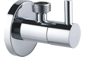 KNM TRADE Robinet d’Angle AV04 Laiton Chromé - Clapet Céramique et Rosace - Pression 10 Bar et Température 100°C