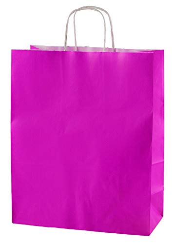 Thepaperbagstore 25 Sacs Cabas en Papier De Qualité Supérieure À Poignées Torsadées - Fuchsia - Moyenne 250x110x310mm