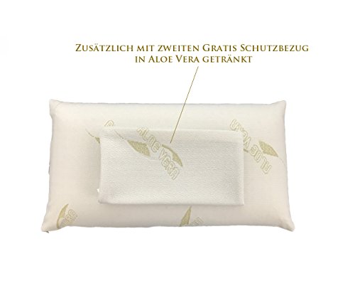 ALOE VERA SPEZIAL Orthopädisches HWS Nackenstützkissen 70×35 cm GRATIS 2 BEZÜGE in ALOE VERA getränkt. Aus druckausgleichendem Viscogelschaum Kopfkissen Wellness-Kissen Nacken-Kissen von Betten Jumbo - 4