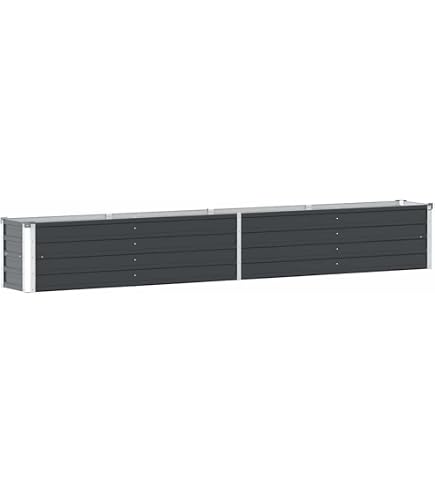 VidaXL Lit Surélevé De Jardin Anthracite 249x100x68 Cm - Jardinière Pot à Fleurs En Acier Enduit De Poudre Pour Patio Et Terrasse