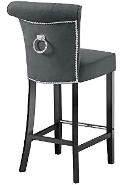 My Furniture Upholstered Buttoned Barstool With Back Ring Positano Smoke Amazon Co Uk Kitchen Home