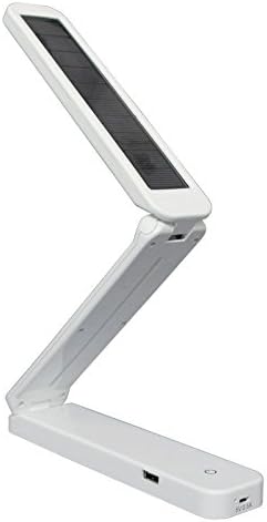 Solar LED Desk Lamp Eye-care Protection Design Rechargeable with USB Port Touch-Sensitive Control, Solar Charging Table Lamp Travel Companion (sun / plug two charging methods, convenient and practical). White
