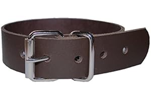 LEDERRIEMEN.COM Leder Befestigungsriemen mit Rollschnalle, Fixierriemen, Lederriemen, Schnalle, Farbe:dunkelbraun, Größe:3cm breit x 40cm lang