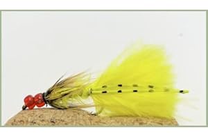 TROUTFLIES UK LURES Trout Flies, Lures, 6 Pack HOTHEAD Sunburst Damsel, Size 10, Lures for Fly Fishing