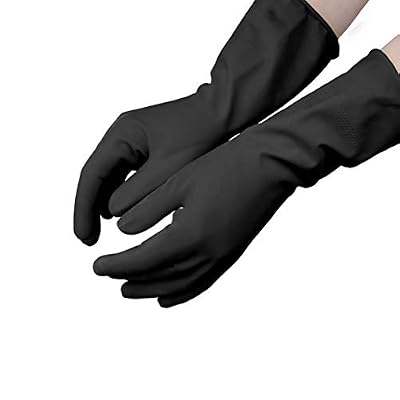 Hévéa Hevea - Gants en latex extra-épais avec intérieur ouaté pour les tâches ménagères difficiles. 1 paire. Taille : XL (Très grande). Couleur : noir