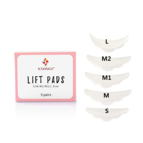ICONSIGN 5 paires pads en silicone pour des cils admirablement rehaussés Lash Lift Curlers Silicone Eye Shield (S M M1 M2 L 10PCS in a box)