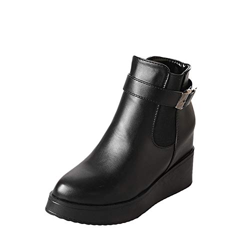 Preisvergleich Produktbild Sonnena Hoch Geschnitten Niedrige Schlauchstiefel Seitlicher Reißverschluss Stiefeletten Damen Gürtelschnalle Plateau Stiefel Boots Low-Top Martin Bootie Kurzestiefel Bequem Stiefel 35-40