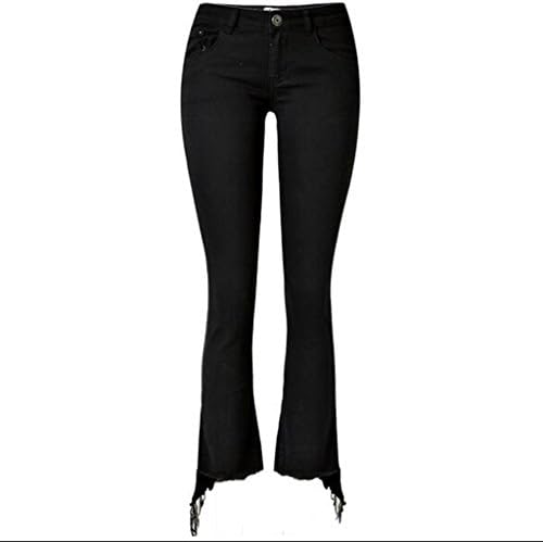 Women'S Jeans Disco High Waist Denim Loose Straight Trouser Zipper Pocket Trumpet Irregular Oblique Tassel Pants , Black , 42