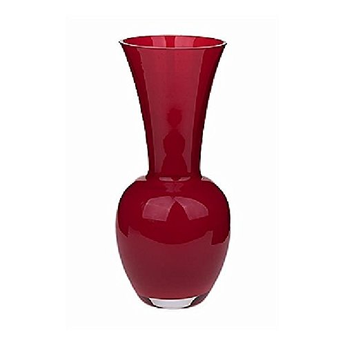 Tulpenvase, Blumenvase aus Glas, rot, H 22cm, Ø 11cm, rund, Hendriks