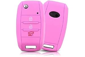 CAR PASSION Cover Guscio Chiave Compatibile Con Kia CEE'D CEED Sorento Sportage Rio Carens Soul Venga Niro Silicone Gomma 3 Tasti Portachiavi Custodia Morbido Protezione Telecomando Auto (rosa)