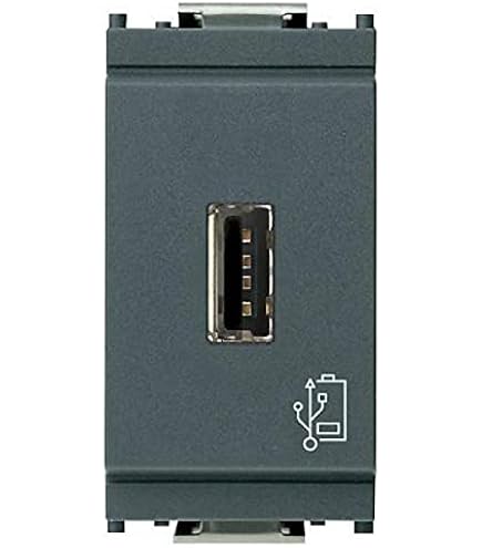 VIMAR IDEE USB-Buchse 1-fach Grau – Unterputz-Modul Für Steckdosen – 16368