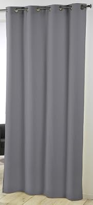 Douceur d'Intérieur Rideau Oeillets en Polyester/Métal Gris 280 x 140 cm